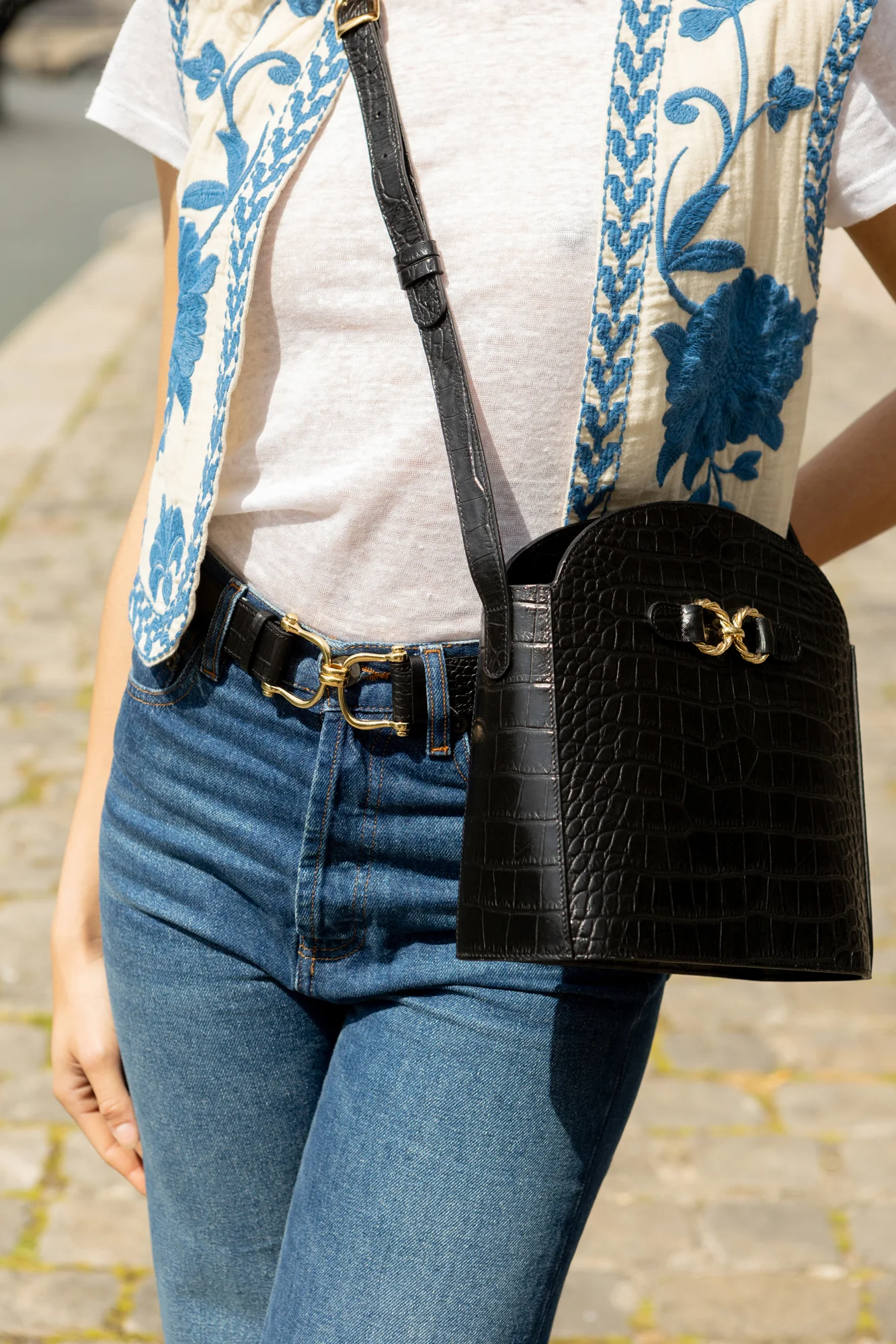 GRANDE CEINTURE OLYMPE CROCO NOIR - Image 4