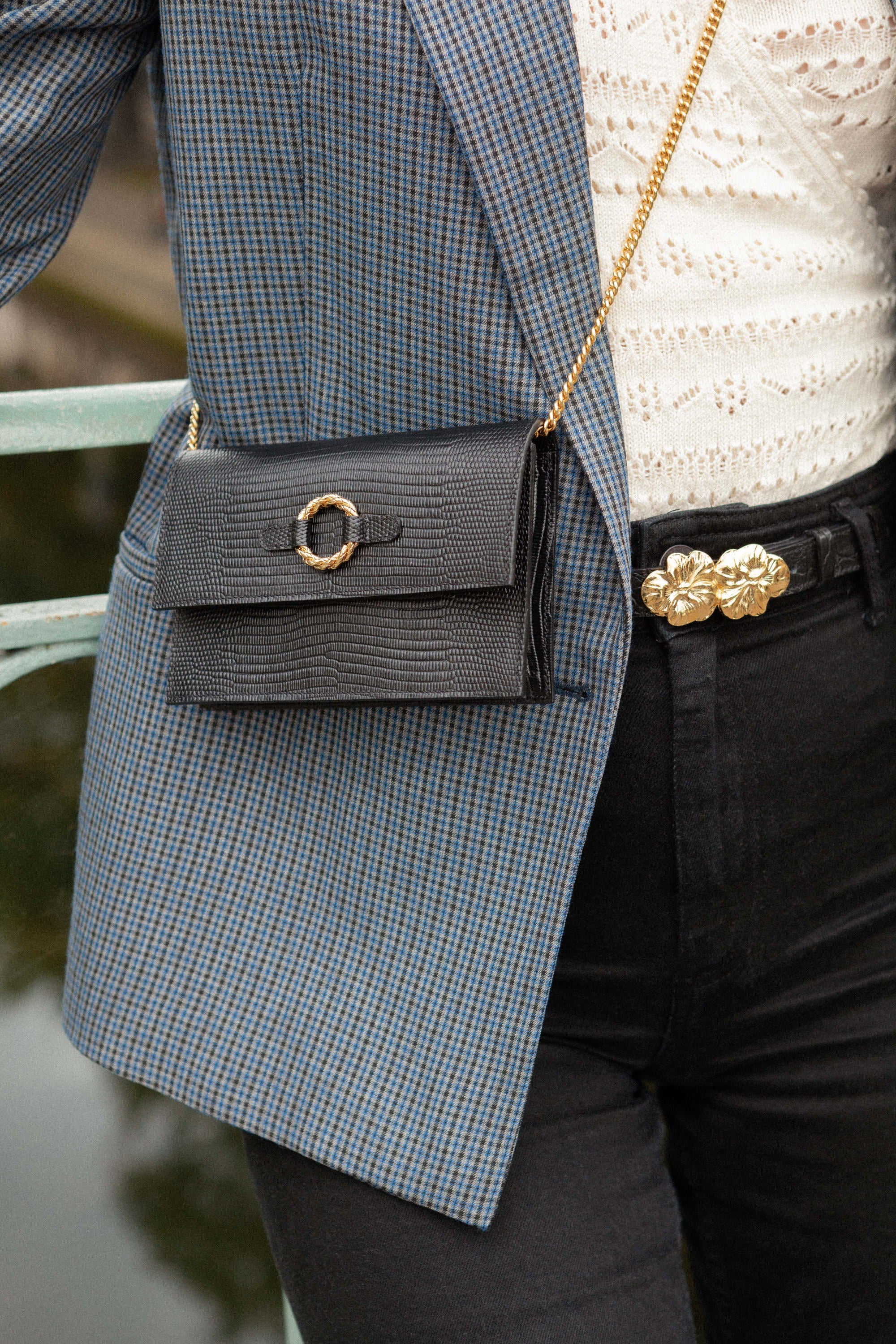 POCHETTE MONA LÉZARD NOIR - Image 3