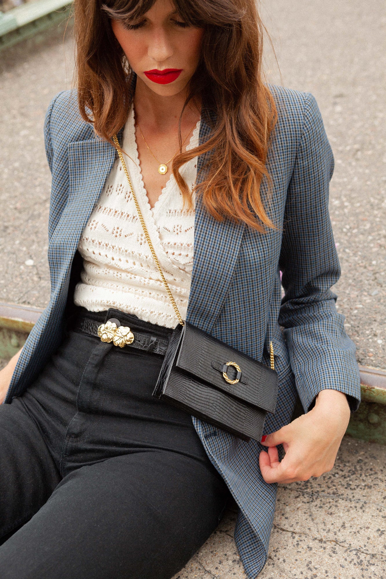POCHETTE MONA LÉZARD NOIR - Image 8