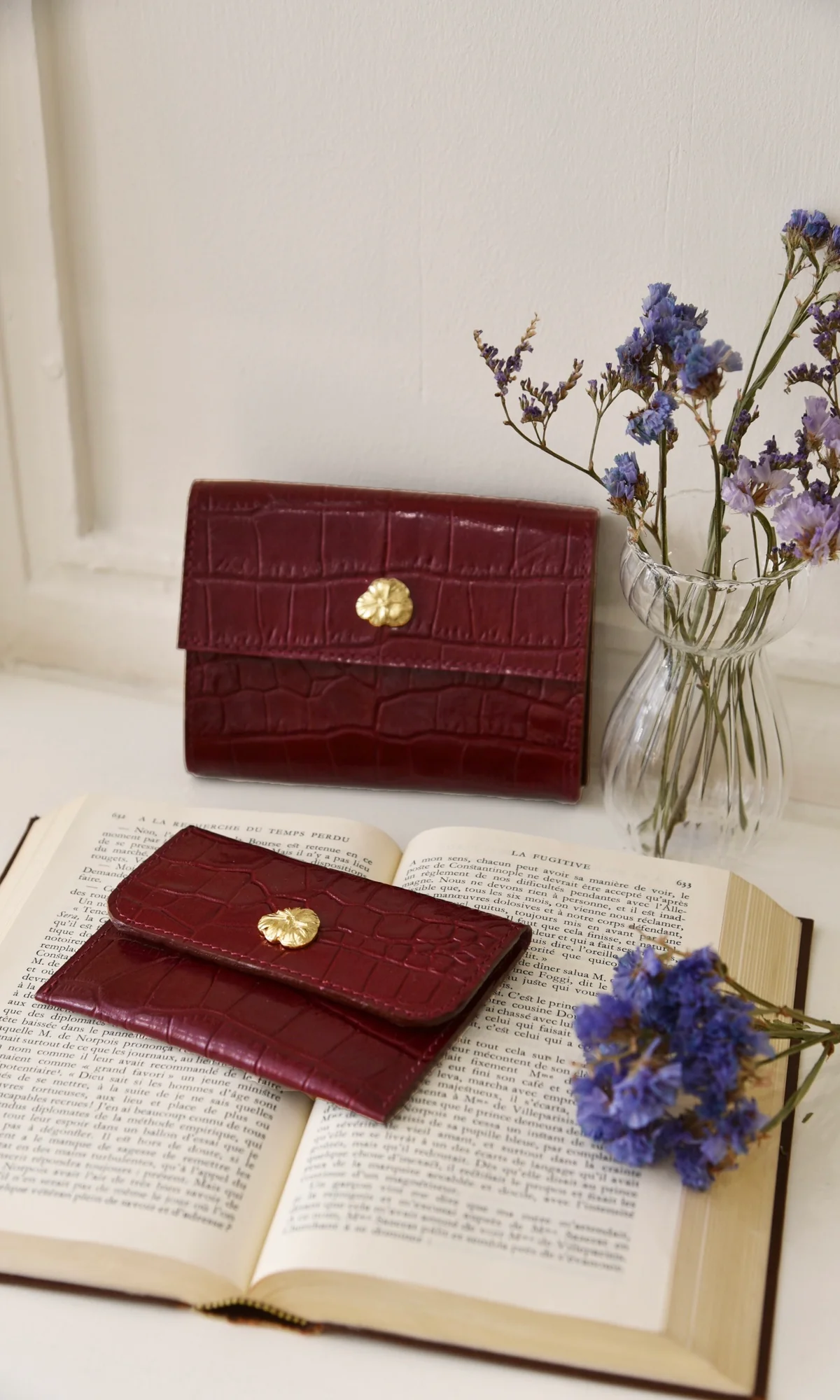 PORTE-CARTES ADÈLE CROCO BORDEAUX - Image 3