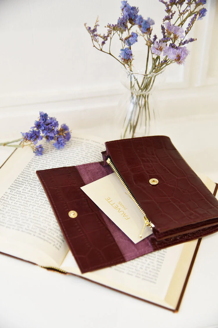 PORTEFEUILLE ADÈLE CROCO BORDEAUX - Image 4