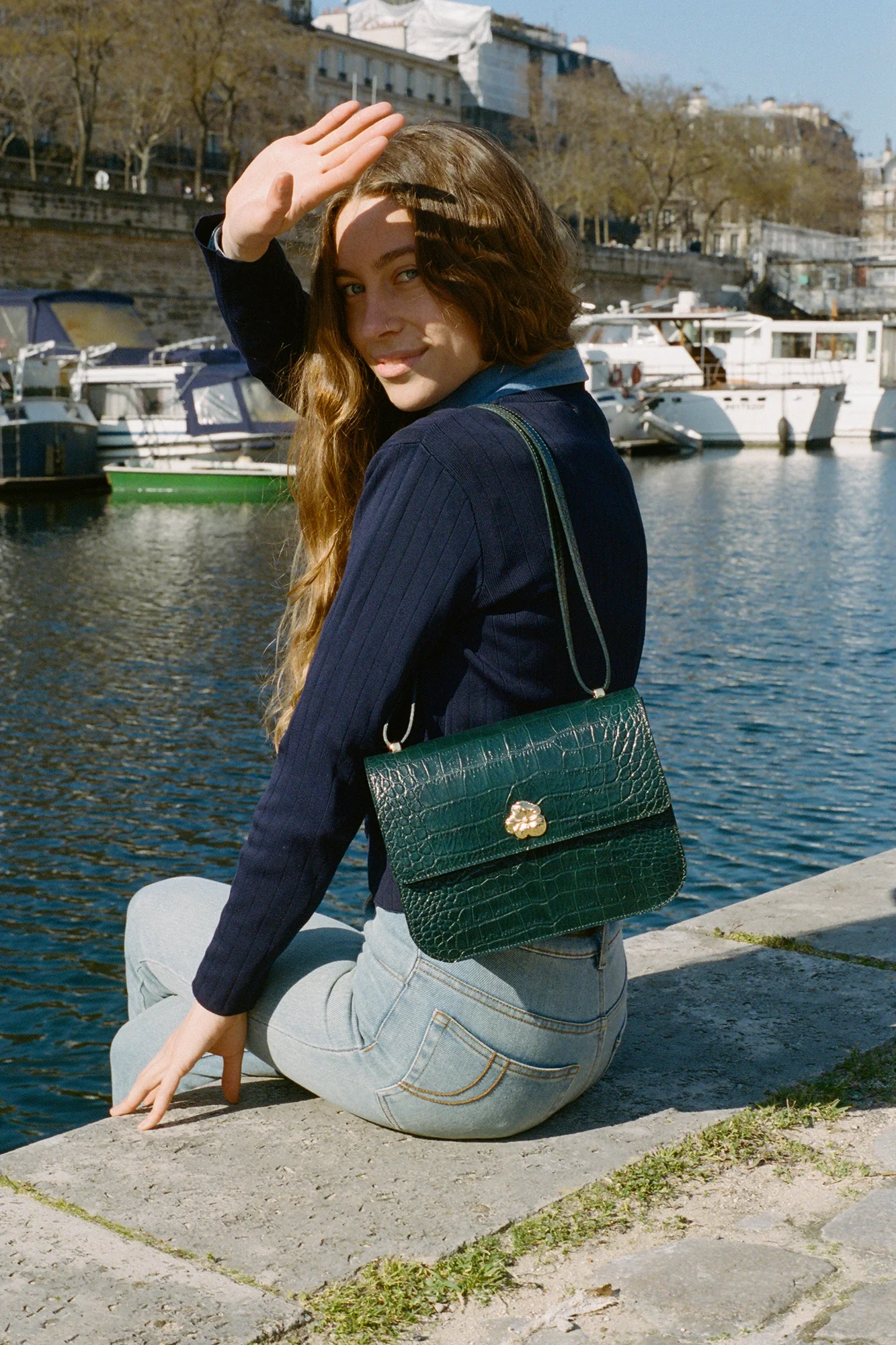 SAC ADÈLE CROCO VERT SAPIN - Image 3