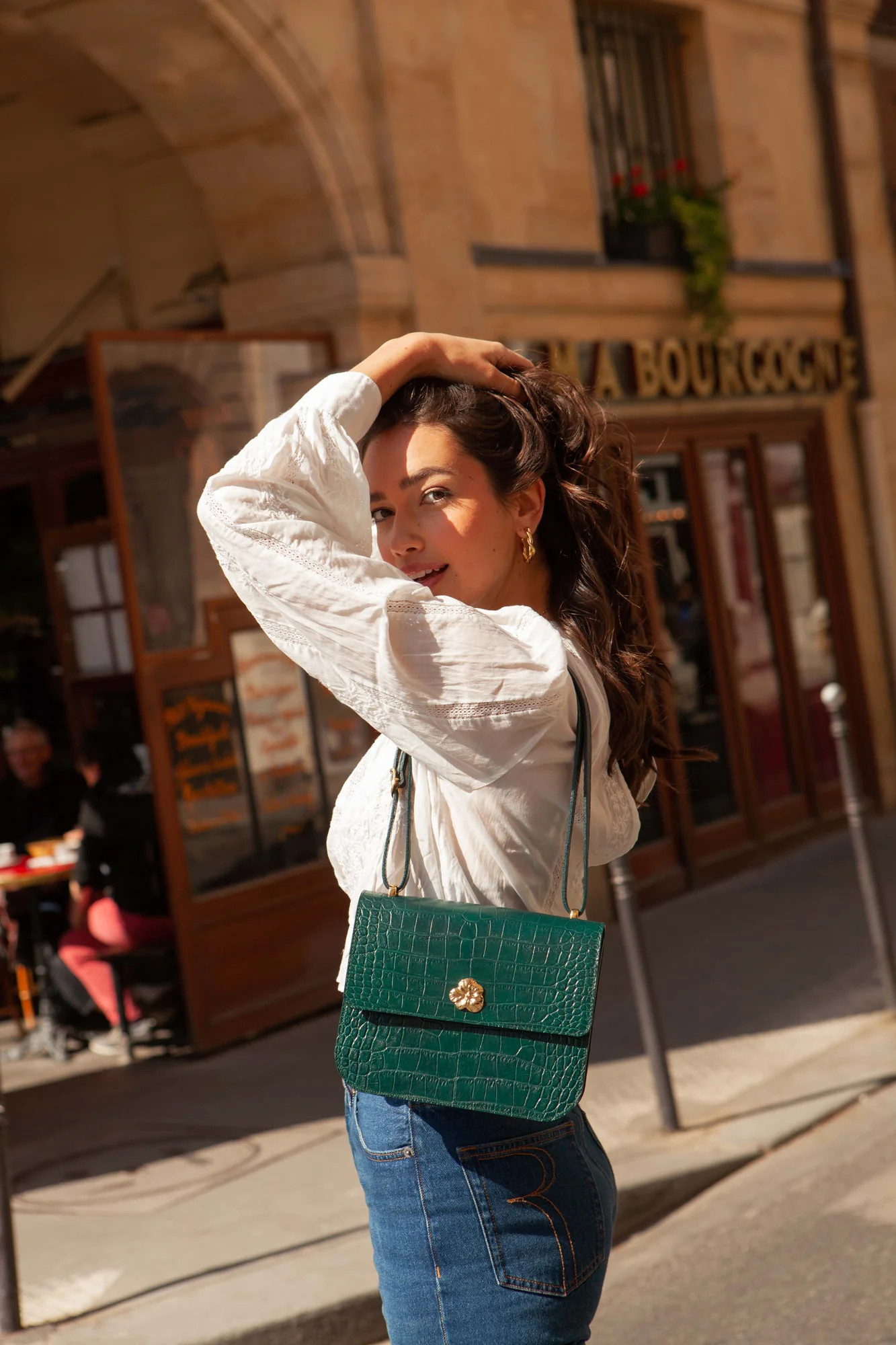 SAC ADÈLE CROCO VERT SAPIN - Image 7