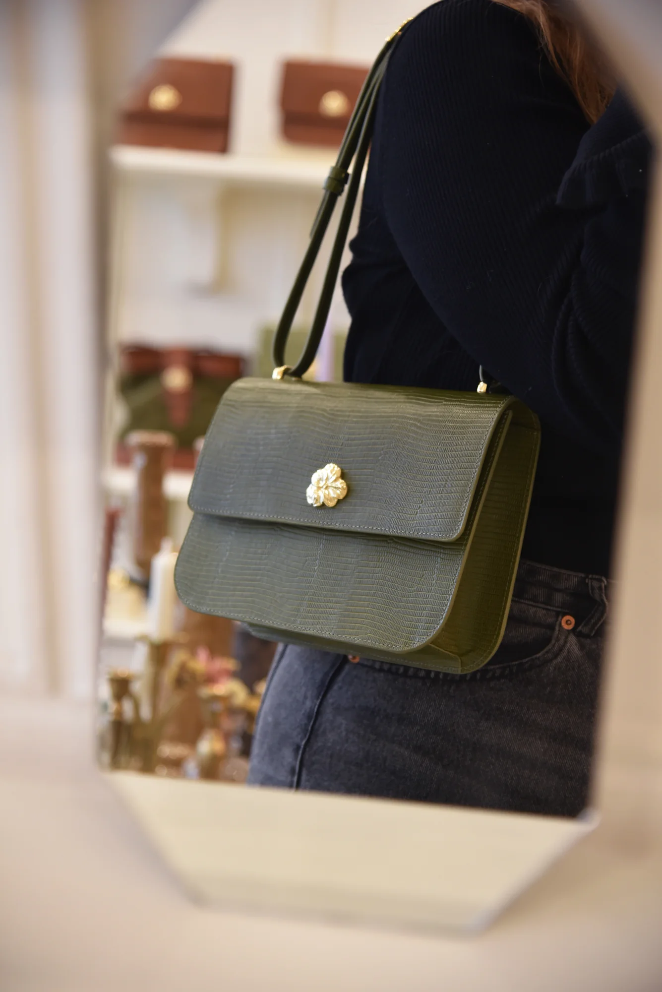 SAC ADÈLE LÉZARD OLIVE - Image 7