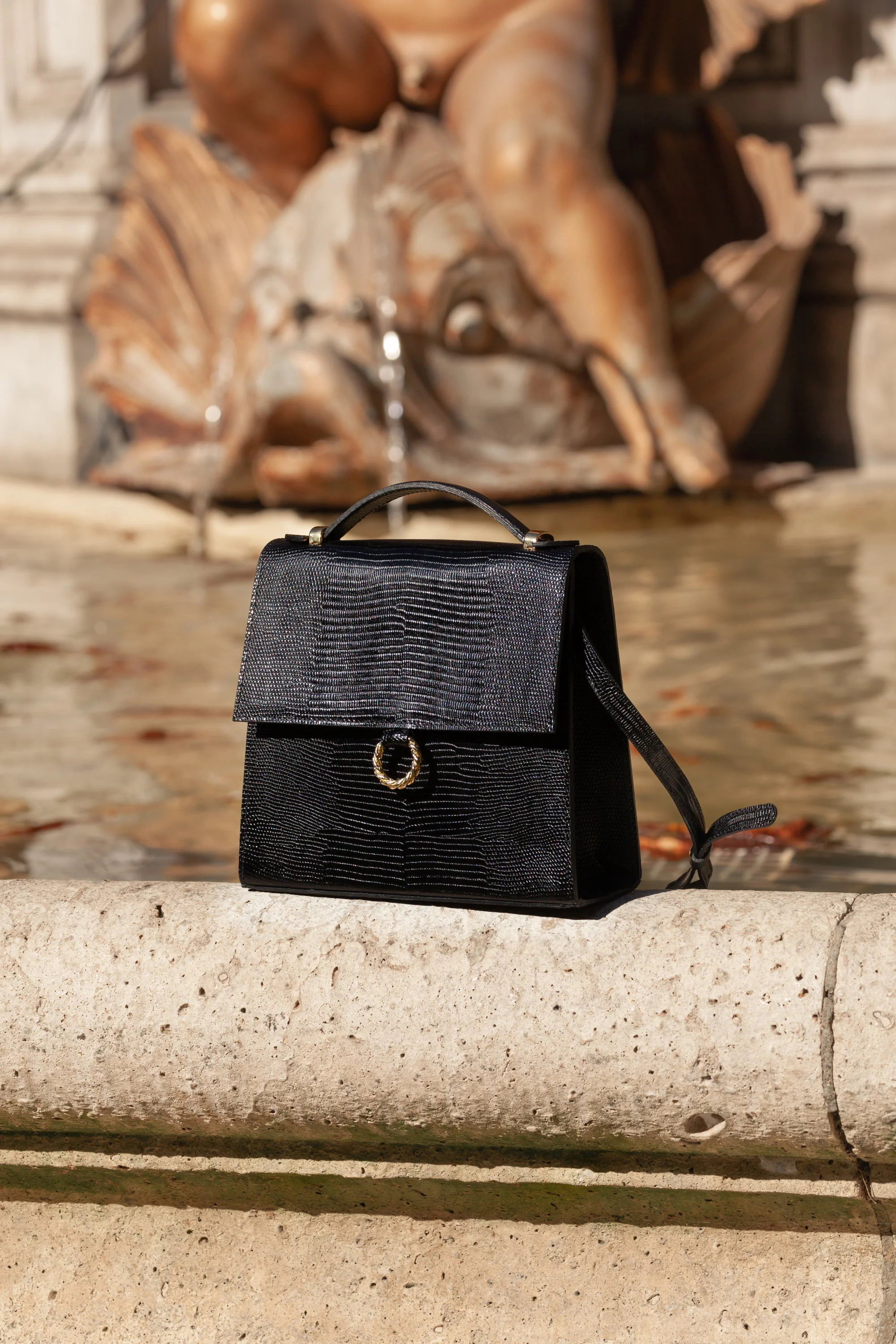 SAC JOSÉPHINE LÉZARD NOIR - Image 4