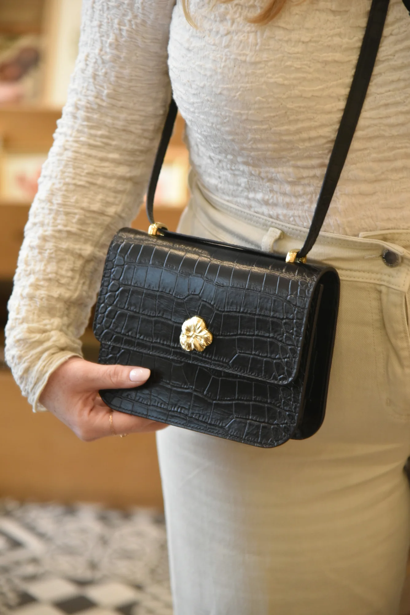 SAC MINI ADÈLE CROCO NOIR - Image 4